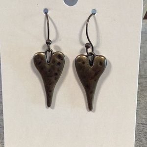 Antique Bronze Heart Earrings